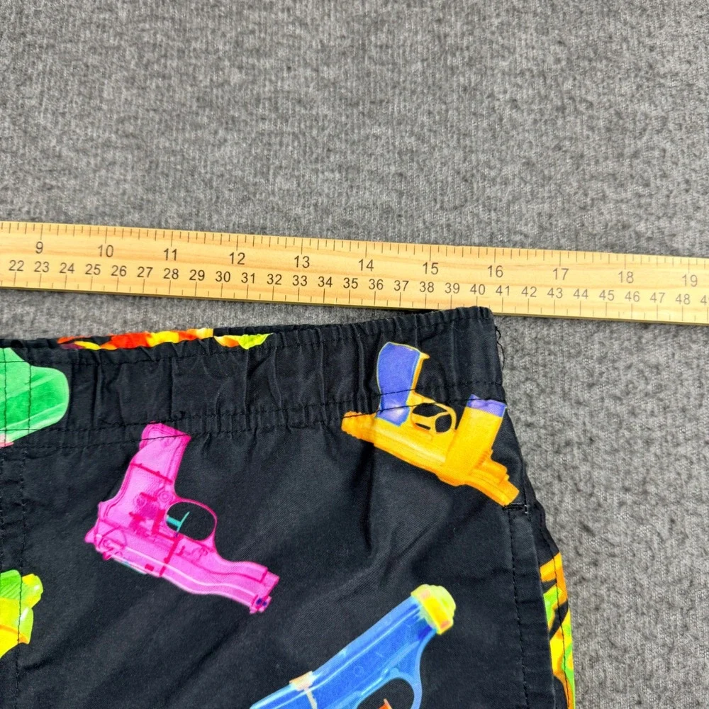 Brooklyn‎ Cloth Volley Shorts Men's Small Black Neon Water Gun Print Swim Trunks